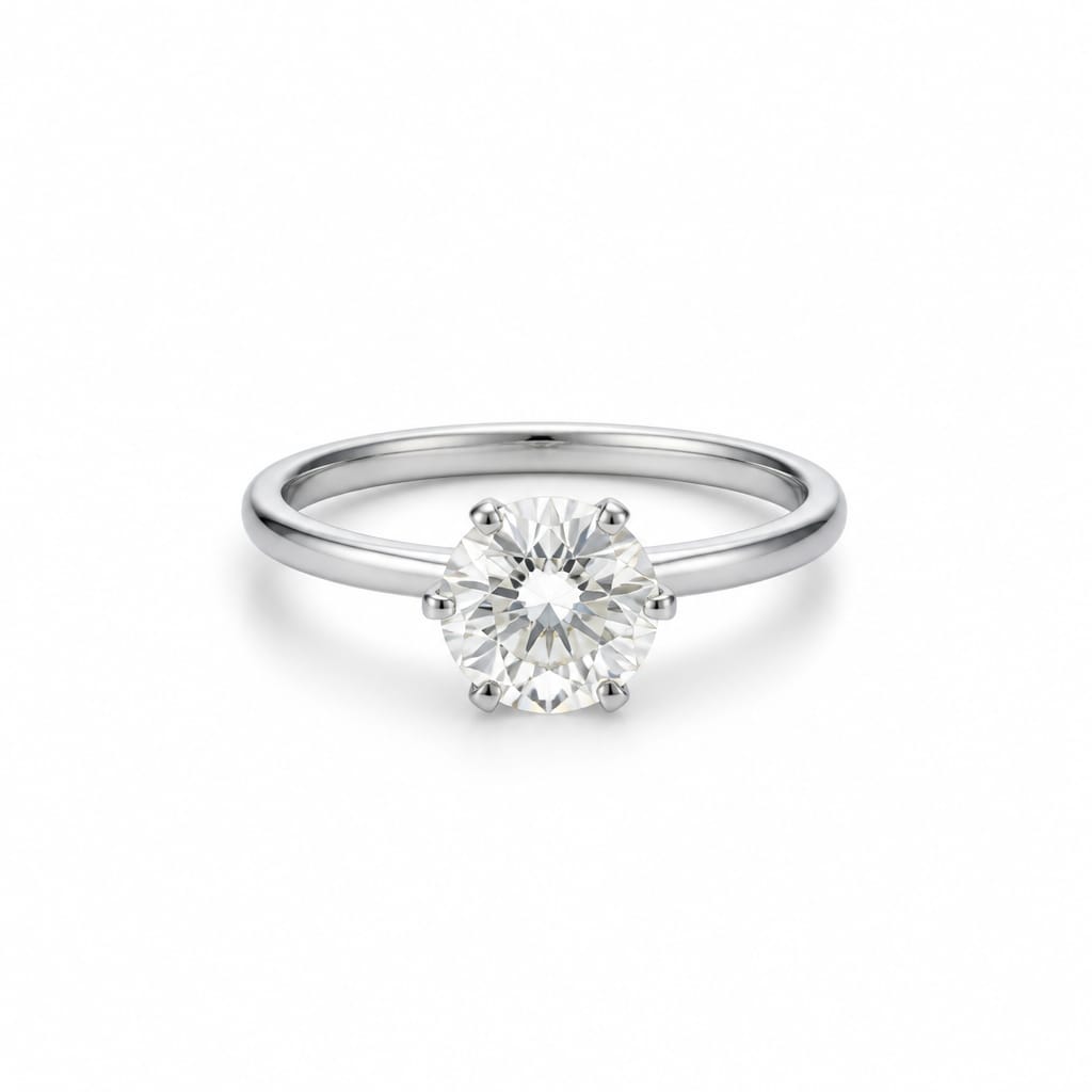 Round-cut Women`s Ring in Silver