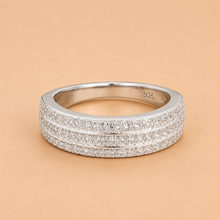 Diamonds row Women`s ring in silver
