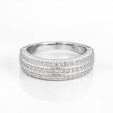 Diamonds row Women`s ring in silver