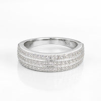 Diamonds row Women`s ring in silver