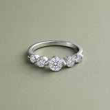 Silver diamond row women`s Ring