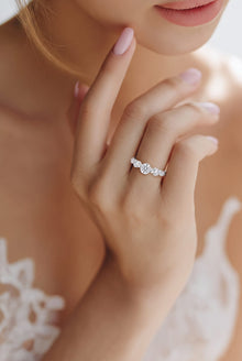 Silver diamond row women`s Ring
