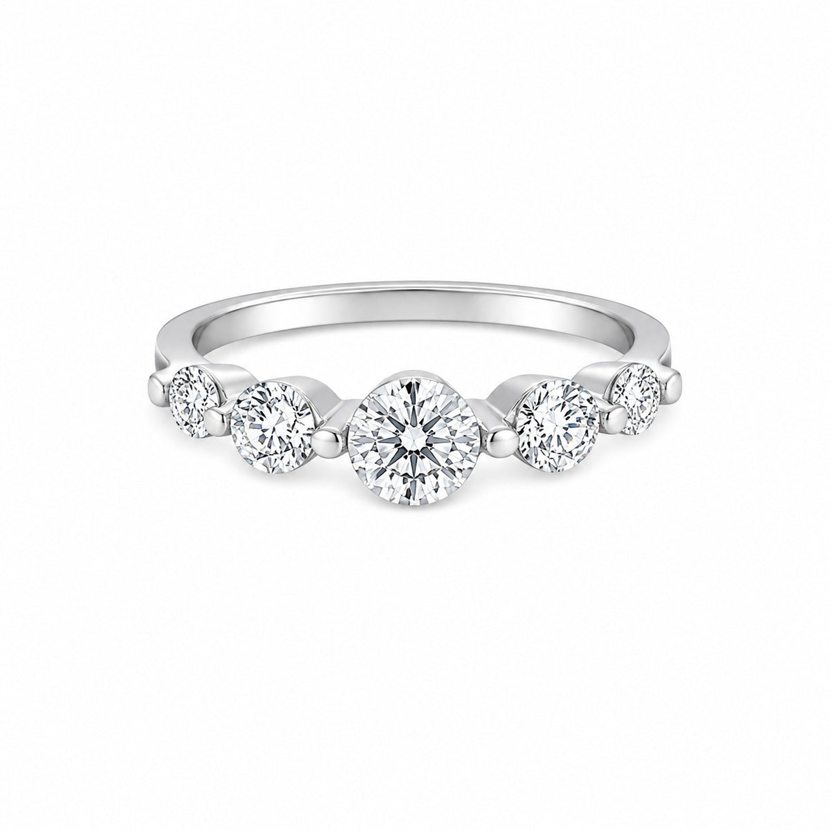 Silver diamond row women`s Ring