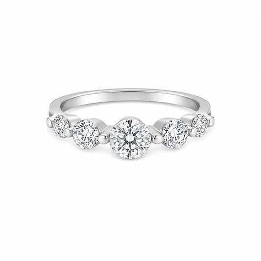Silver diamond row women`s Ring