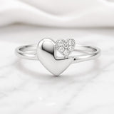 Silver Heart Shapped Women`s Ring