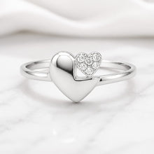 Silver Heart Shapped Women`s Ring