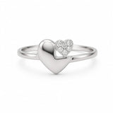 Silver Heart Shapped Women`s Ring