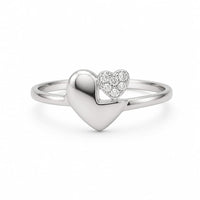 Silver Heart Shapped Women`s Ring