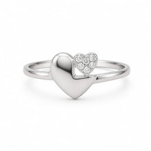 Silver Heart Shapped Women`s Ring