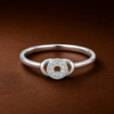 Silver Interlocking Circle Women`s Ring