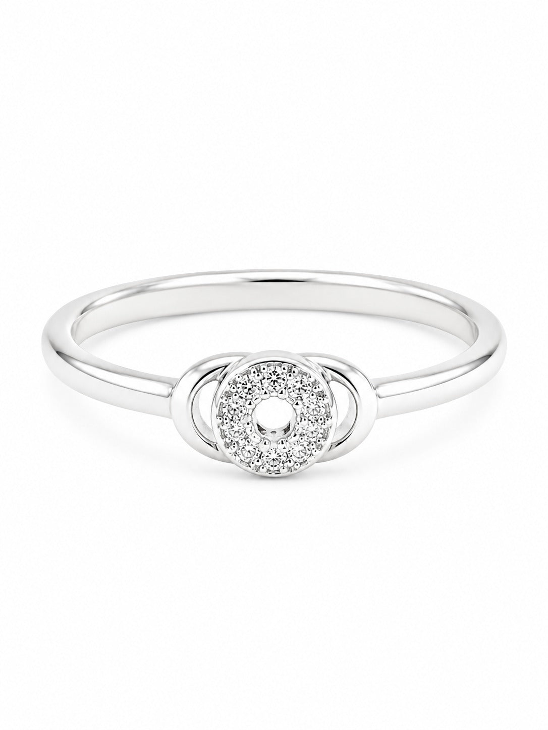 Silver Interlocking Circle Women`s Ring