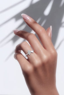 Silver Sparkling Teardrop Women`s Ring