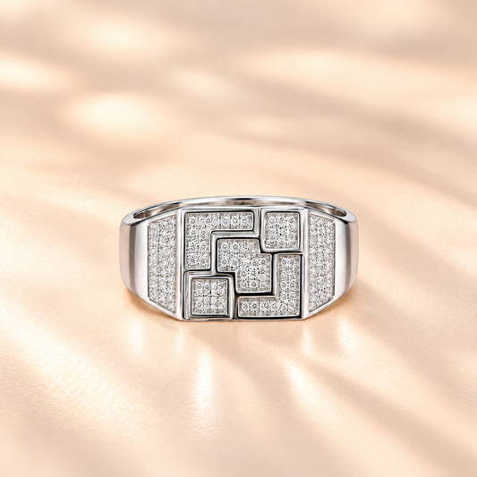 Silver Gridon Men`s Ring