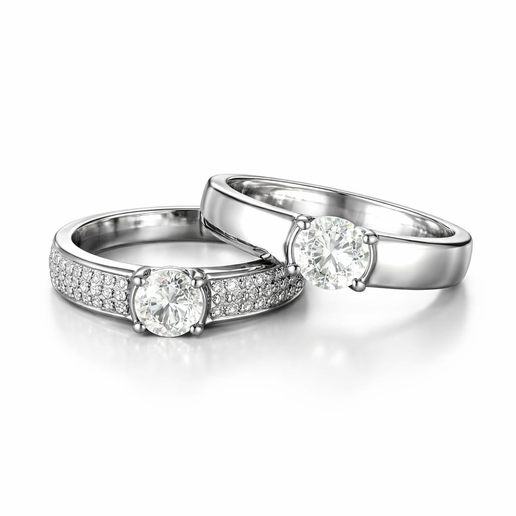 Silver Timeless Promise Couple Rings