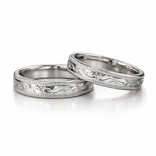 Silver Engraved Couple Rings