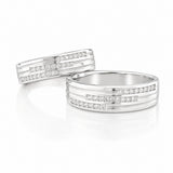 Silver Diamond band Couple Ring