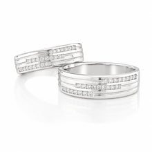 Silver Diamond band Couple Ring