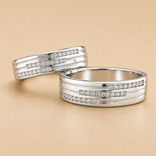 Silver Diamond band Couple Ring
