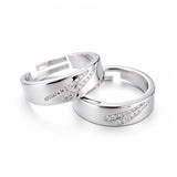 Silver Diamond lined Couple Ring