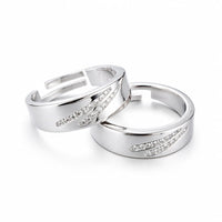 Silver Diamond lined Couple Ring