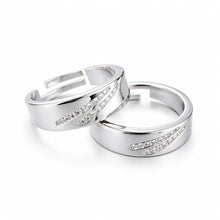 Silver Diamond lined Couple Ring