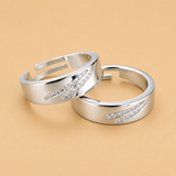 Silver Diamond lined Couple Ring