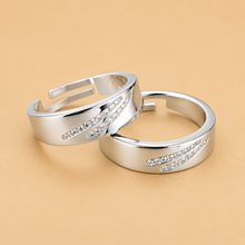Silver Diamond lined Couple Ring