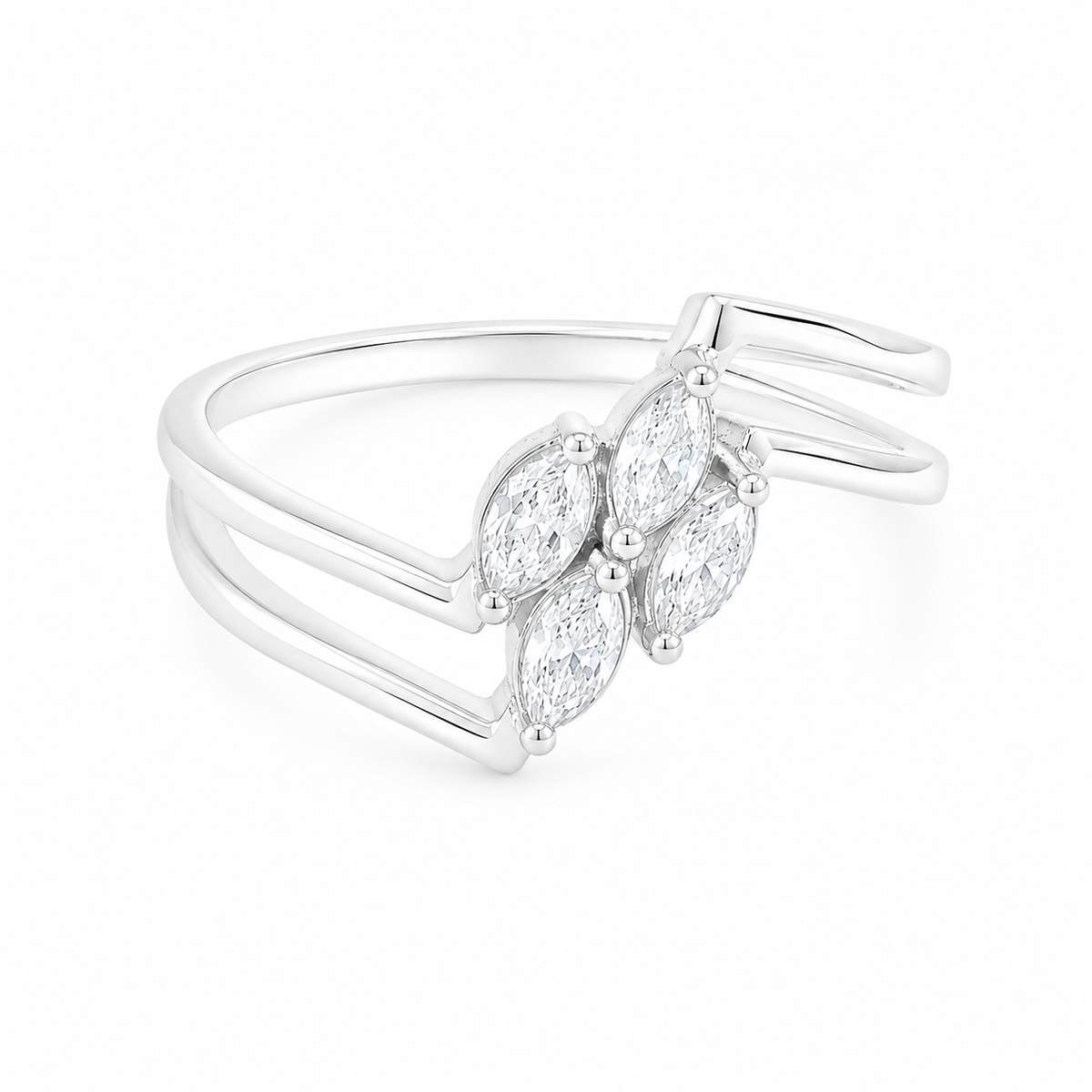 Split Band Silver Women`s Ring