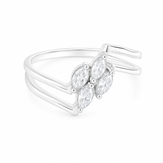 Split Band Silver Women`s Ring