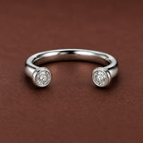 Silver Open Crystal Ring for Women Adjustable