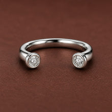 Silver Open Crystal Ring for Women Adjustable