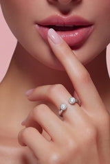 Silver Open Crystal Ring for Women Adjustable
