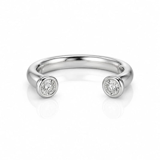 Silver Open Crystal Ring for Women Adjustable