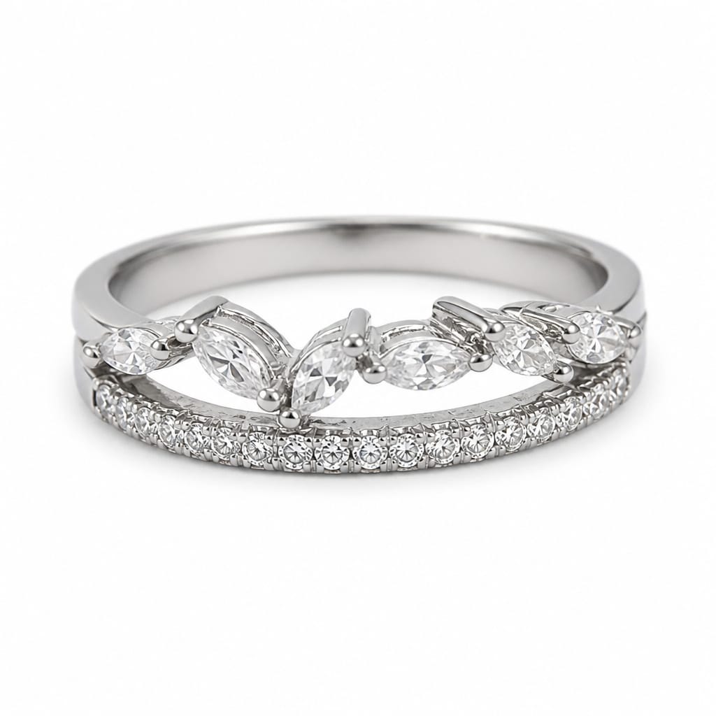 Silver Crown patterned Women`s Ring