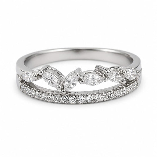 Silver Crown patterned Women`s Ring