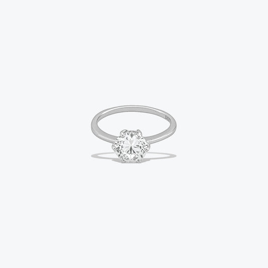 Celeste Solitaire Ring – Sterling Silver with Classic Sparkle