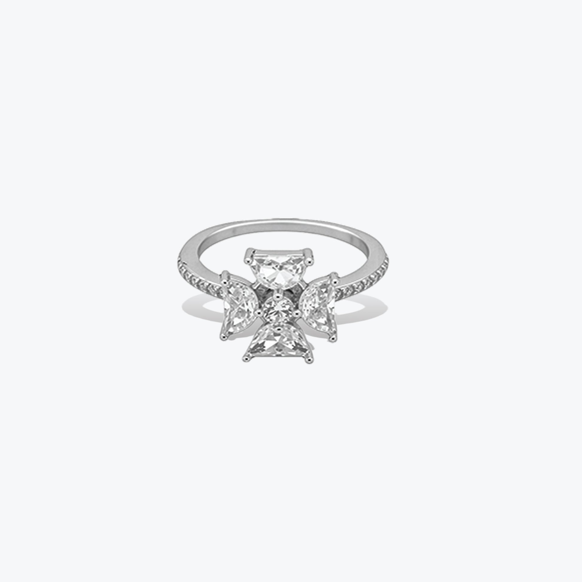 Radiant Cross Ring – Sterling Silver with Classic Grace