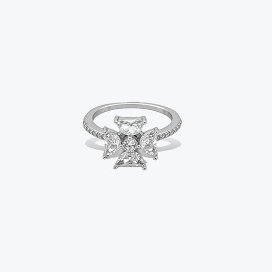 Radiant Cross Ring – Sterling Silver with Classic Grace