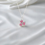 Pink flower shaped Pendant in silver