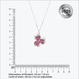 Pink flower shaped Pendant in silver