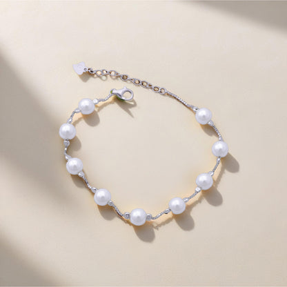 Pearl Embrace Bracelet – Sterling Silver with Timeless Romance