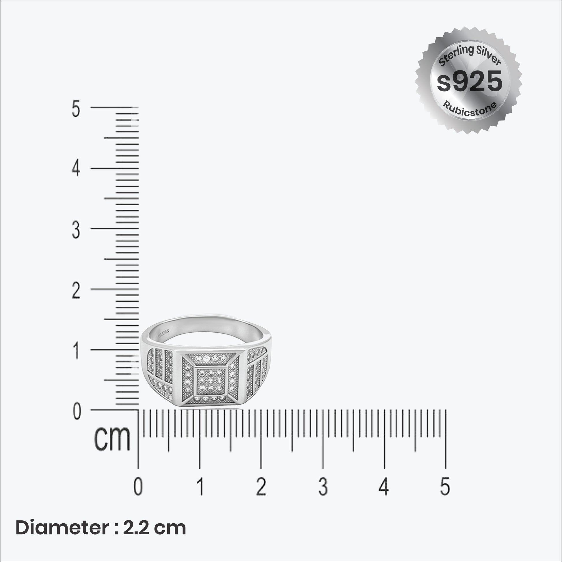 Imperial Grid Men’s Ring – Sterling Silver with Square Diamonds