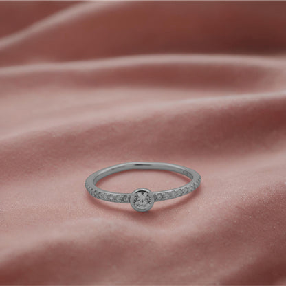 Lustrous Glow Ring – Sterling Silver with Sparkling Charm