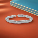 Silver Chevron Pattern Men`s Bracelet