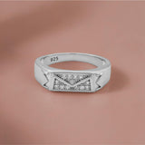 Silver Rectangular Spark Men`s ring