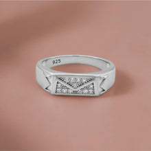 Silver Rectangular Spark Men`s ring