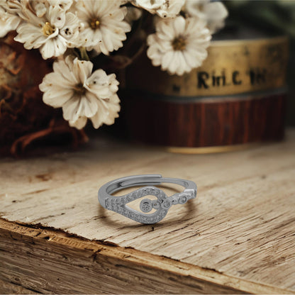 Open Teardrop Ring – Sterling Silver Sparkling