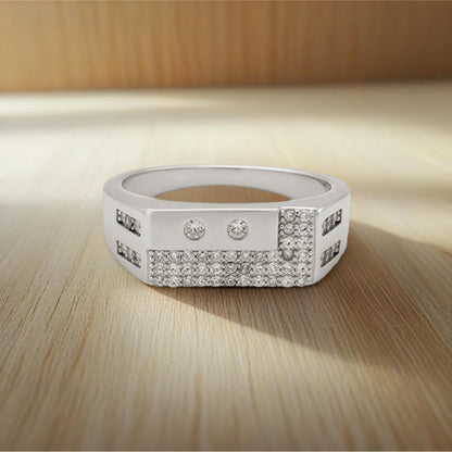 Titan Crest Men’s Ring – Sterling Silver with Bold Brilliance