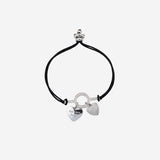 Black Cord Heart Charm Women`s Anklet
