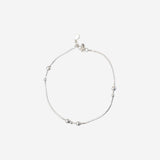 Beaded women`s Anklet in Silver